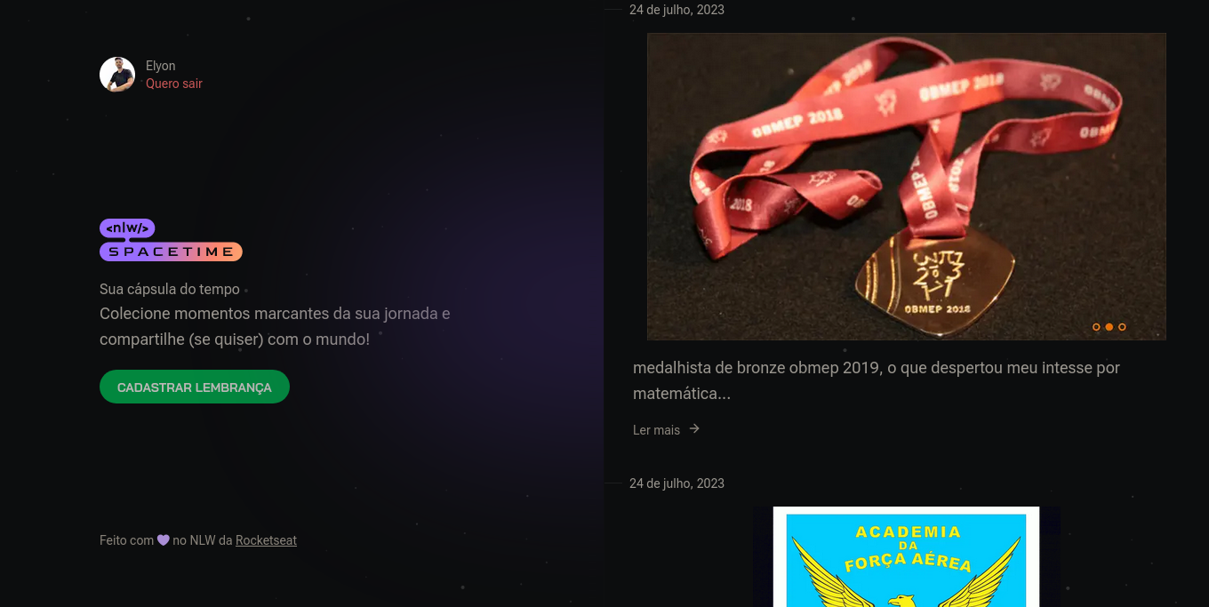 Imagem da sessão Linha do Tempo Com as Memórias Salvas