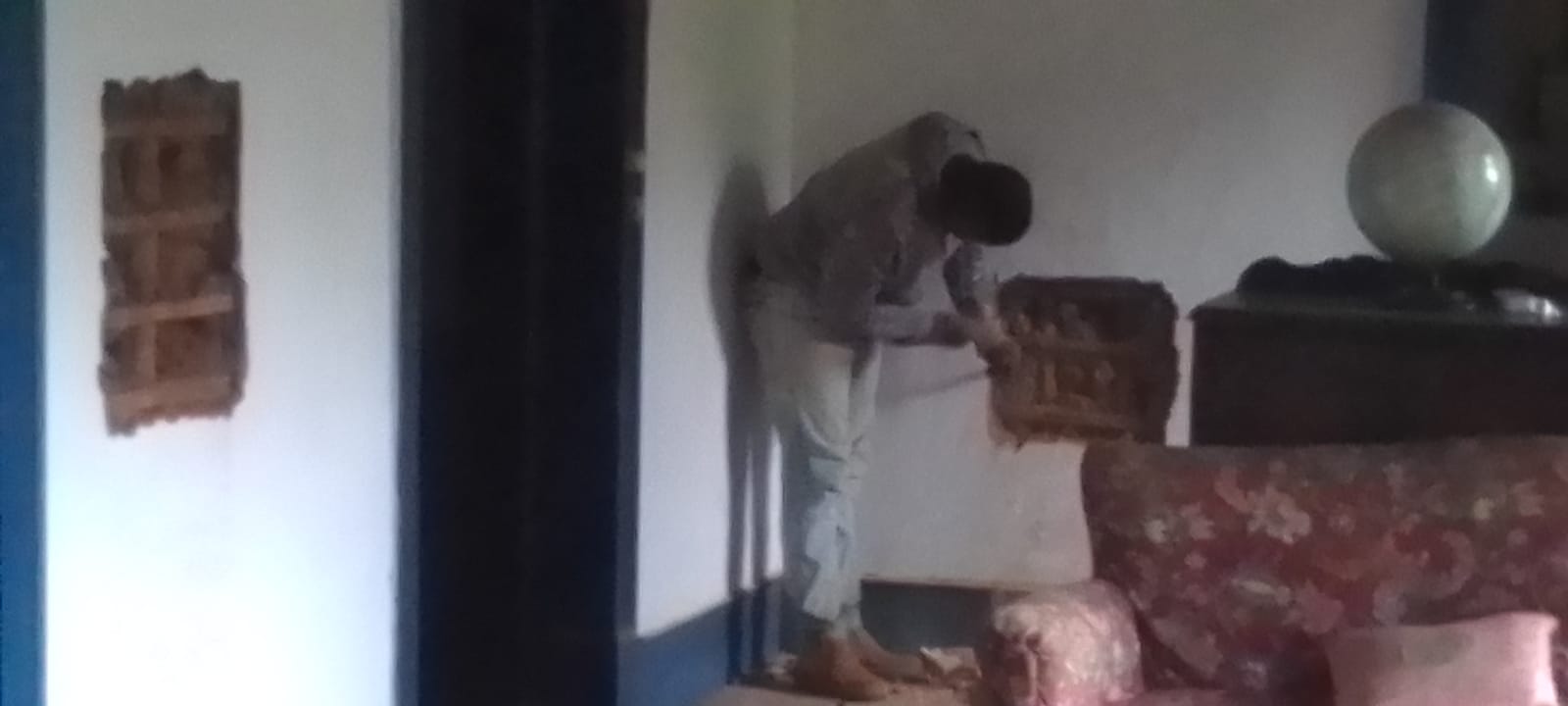 Verificando integridade das paredes de pau a pique