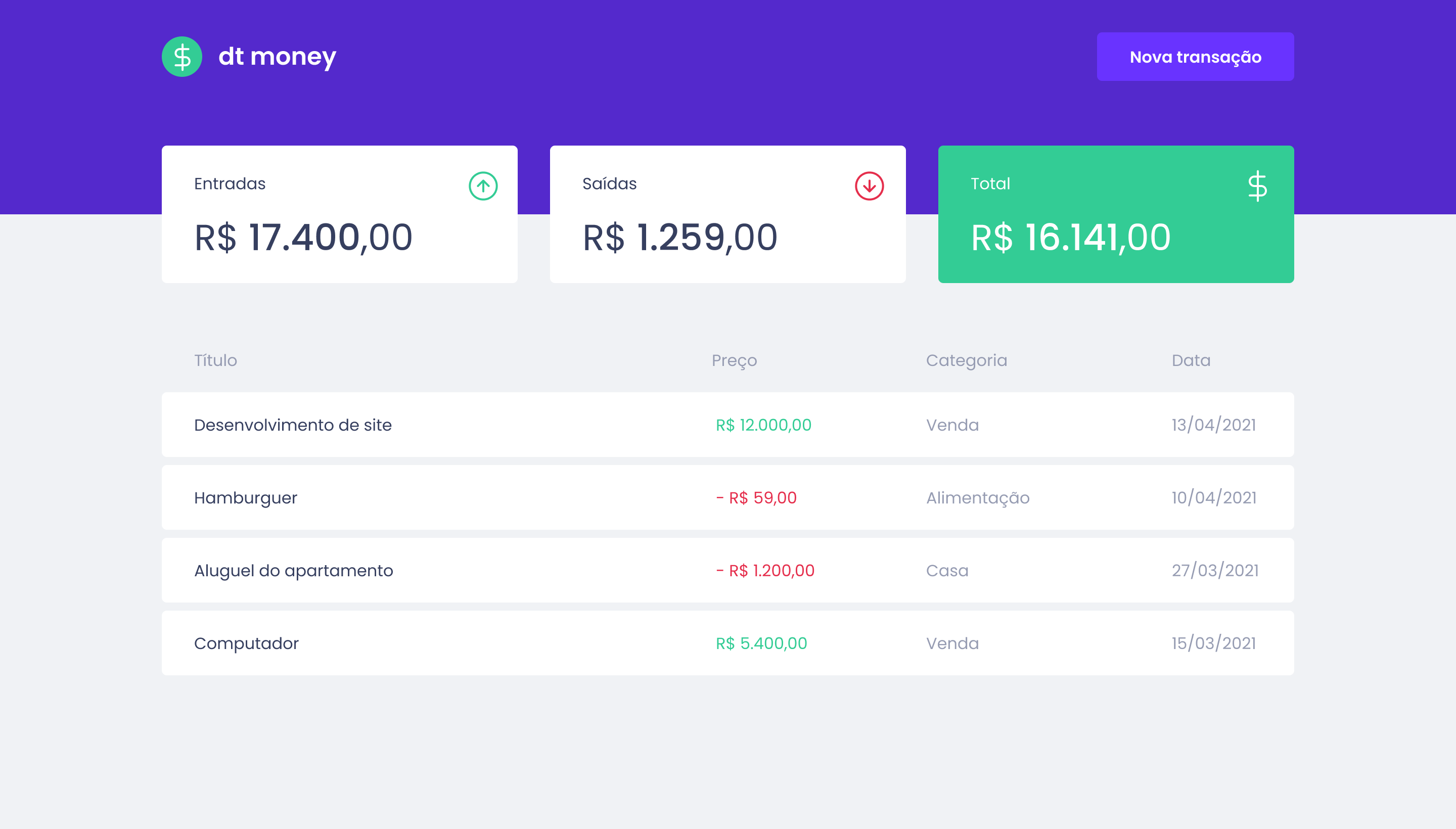 Thumbnail do projeto dtMoney