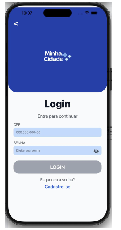 Imagem da seção Escolha de Login Munícipe Mobile
