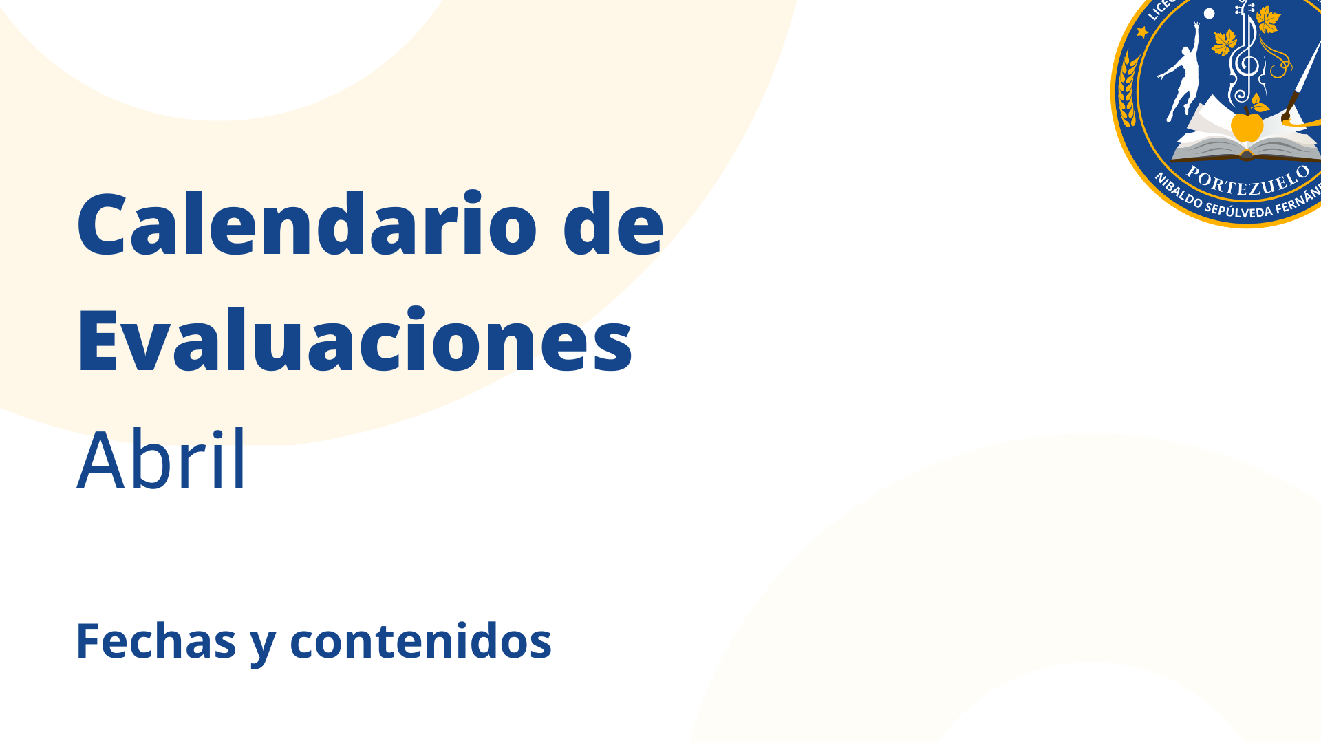 Calendario de evaluaciones Abril