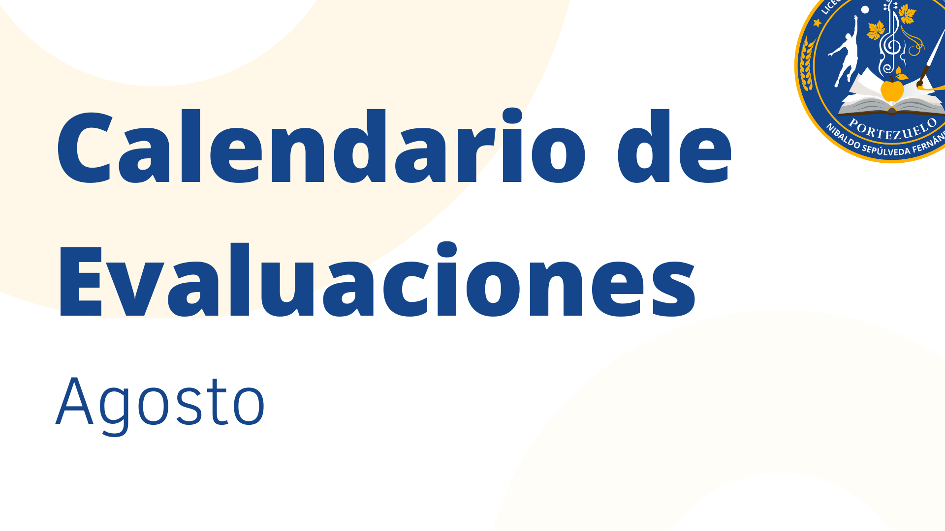 Calendario de evaluaciones Agosto