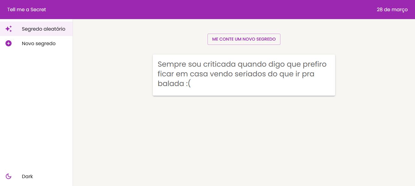 Imagem com a página inicial da aplicação