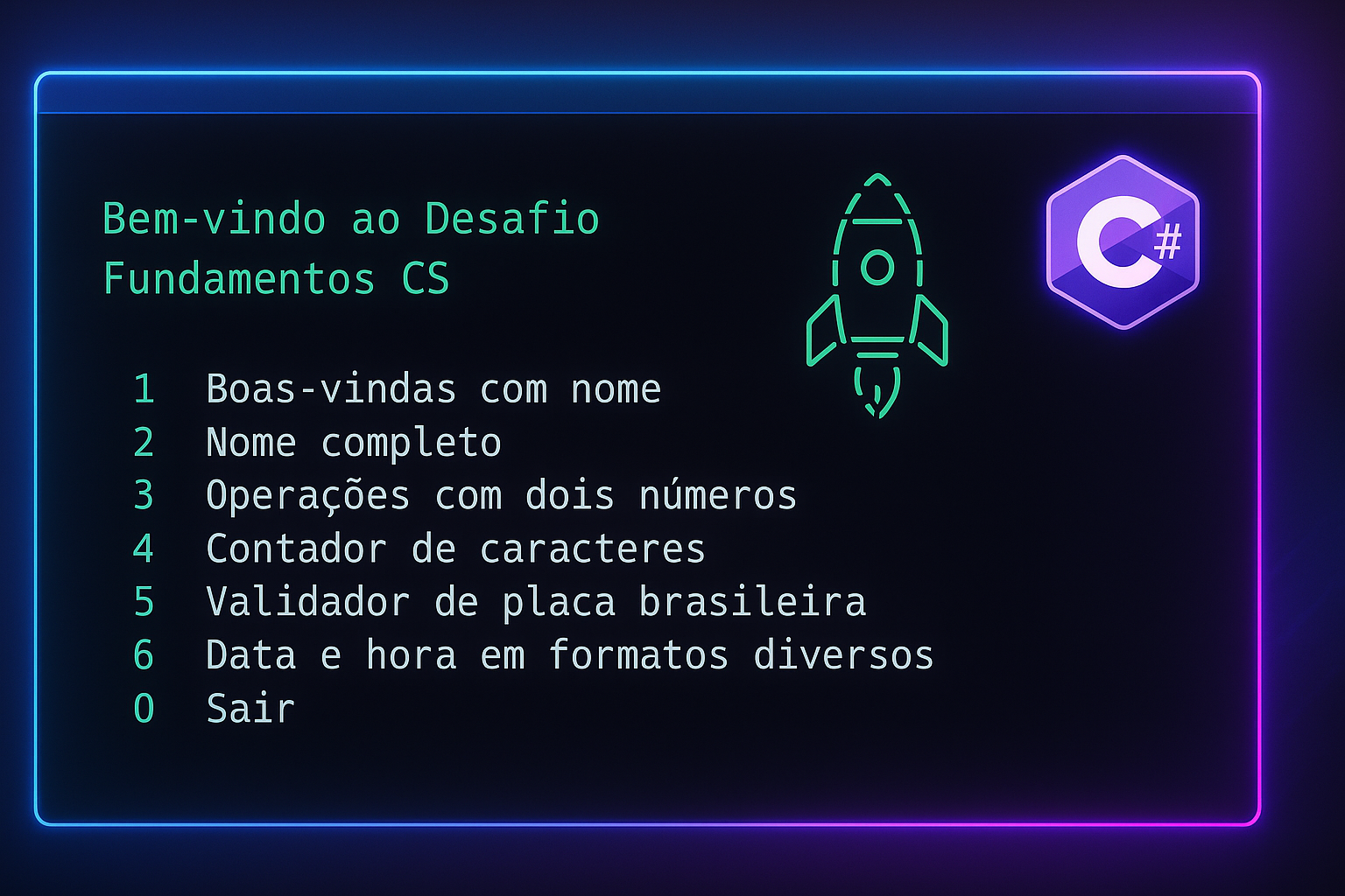 Thumbnail do Projeto 🚀 Desafio: Fundamentos C# - Rocketseat