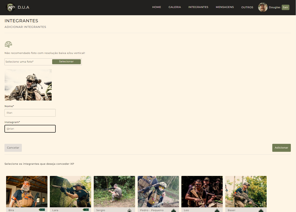 Imagem da sessão Adicionar e gerenciar integrantes