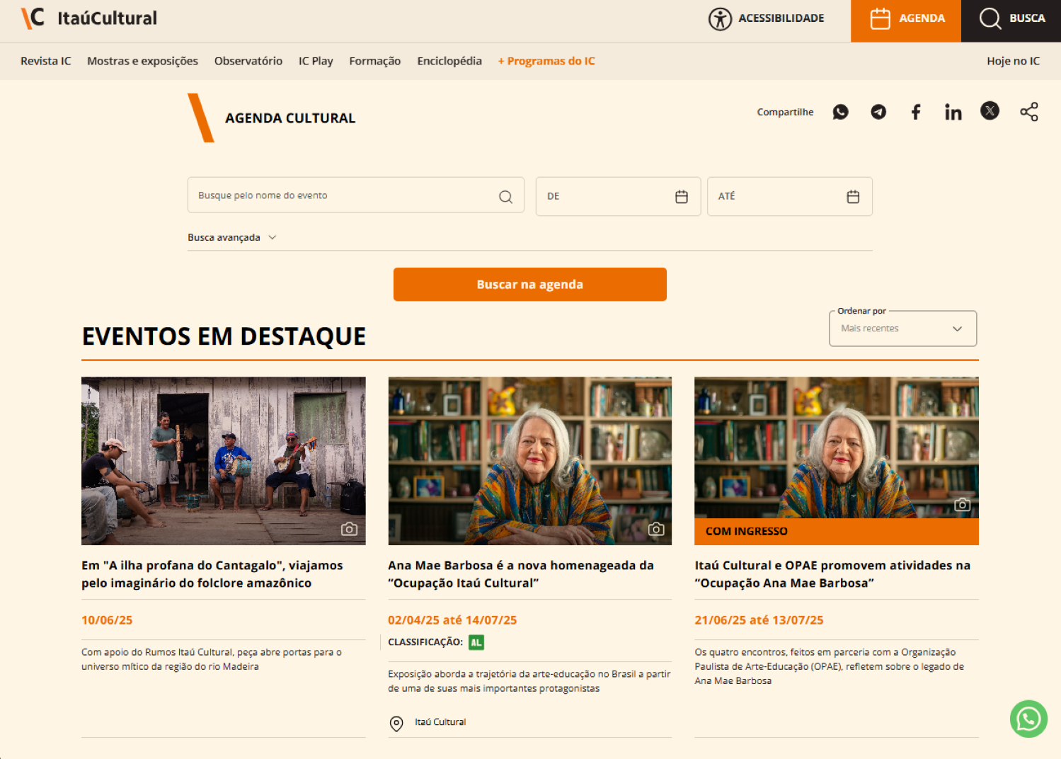 Imagem da sessão Agenda Cultural