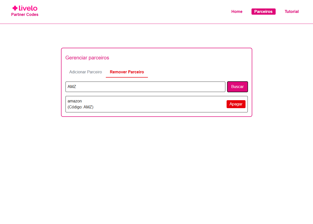 Imagem da sessão Removendo Parceiro