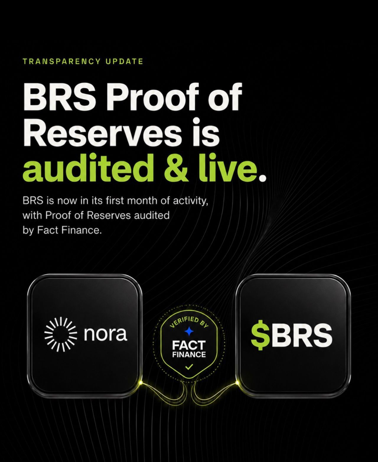 Proof of Reserves do BRS auditada pela Fact Finance. Fonte: Nora Finance.