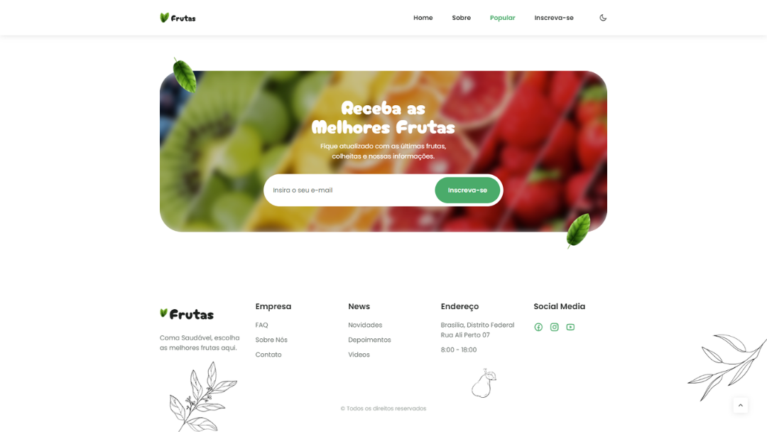 imagem da sessão Inscreva-se & Footer